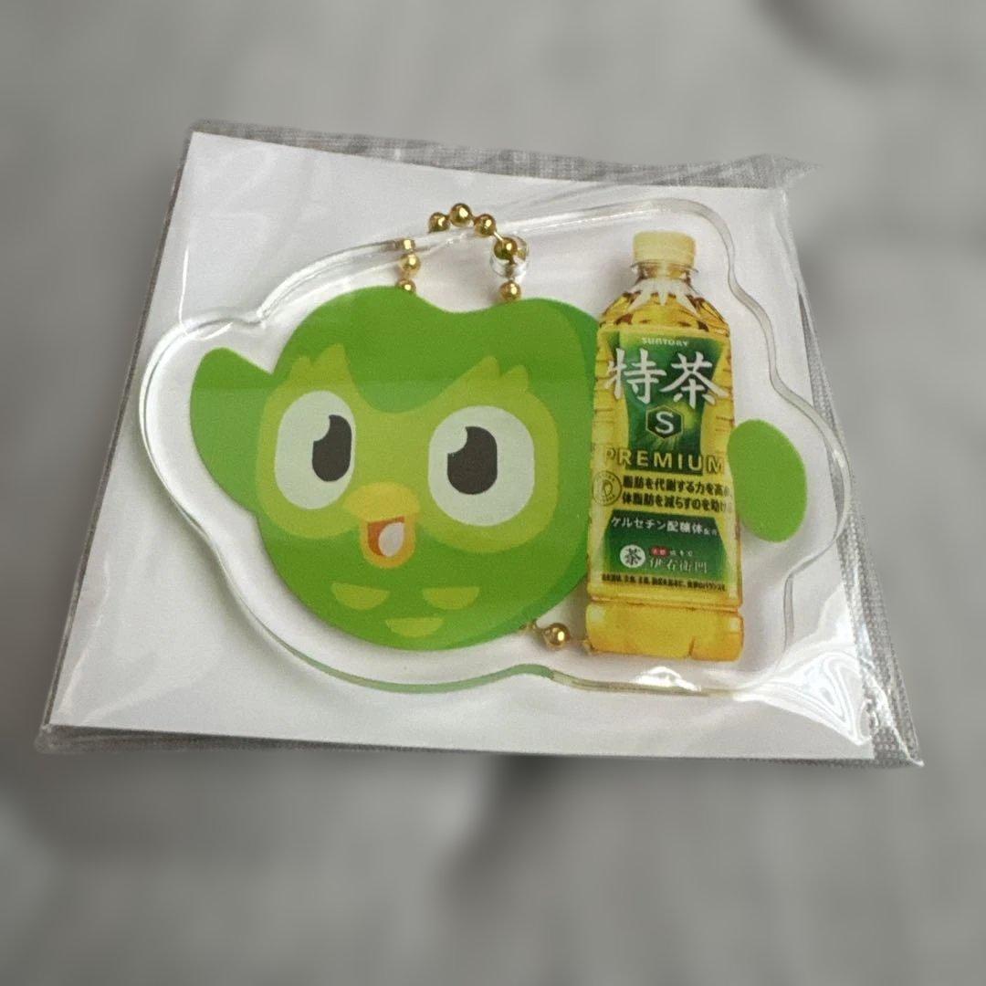 【非売品】特茶×デュオリンゴ　ステッカー　アクリルキーホルダー Duolingo — image 2