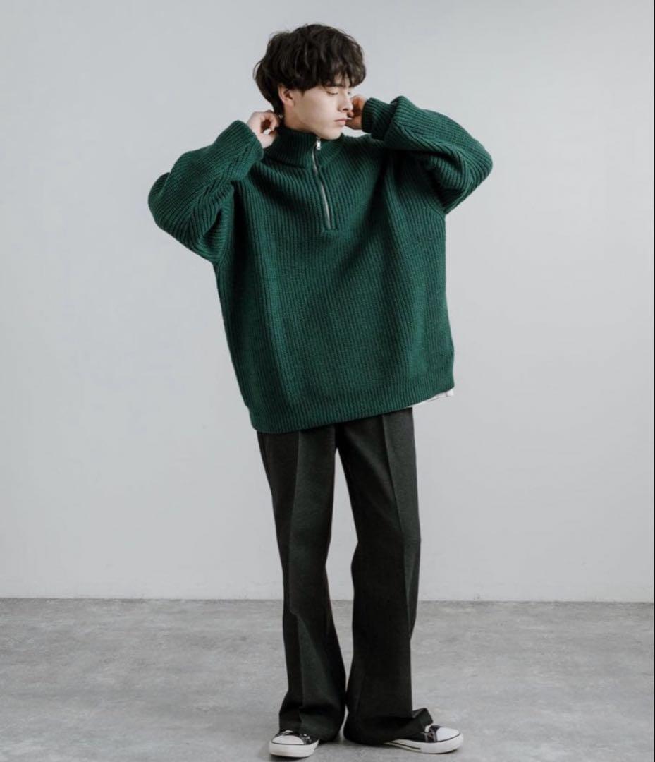 GU ローゲージハーフジップセーター ダークグリーン S — image 3