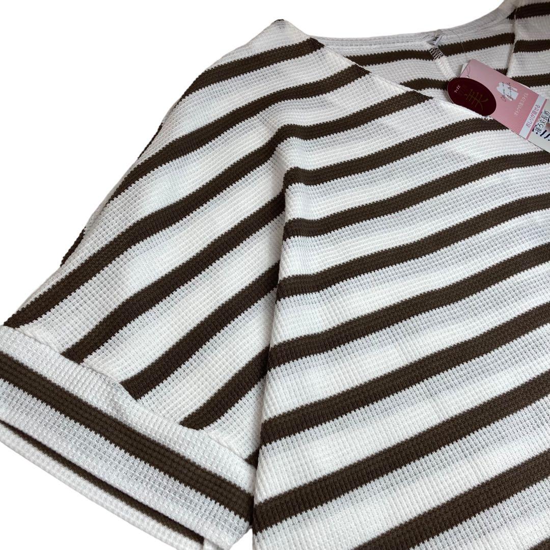 ︎︎【size M】 新品未使用　ワッフルボーダープルオーバー　ドライ　抗菌防臭 — image 3