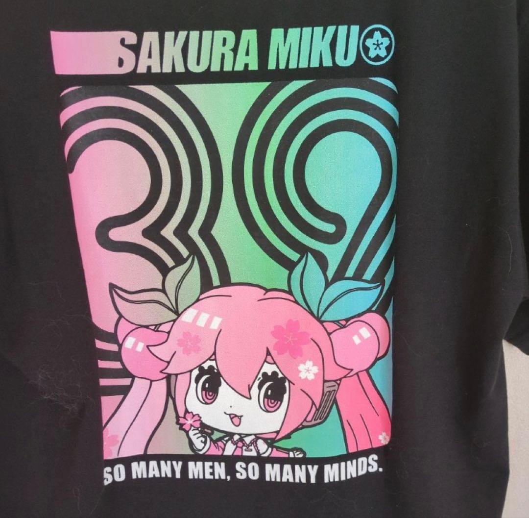【 Mサイズ 】新品 初音ミク サクラミク Tシャツ 半袖 桜ミク 黒 男女兼用 — image 2
