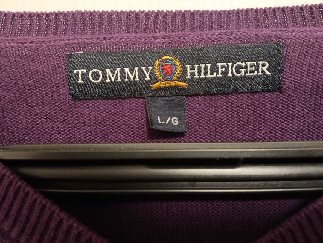 TOMMY HILFIGER パープル Vネック セーター L/G — image 3