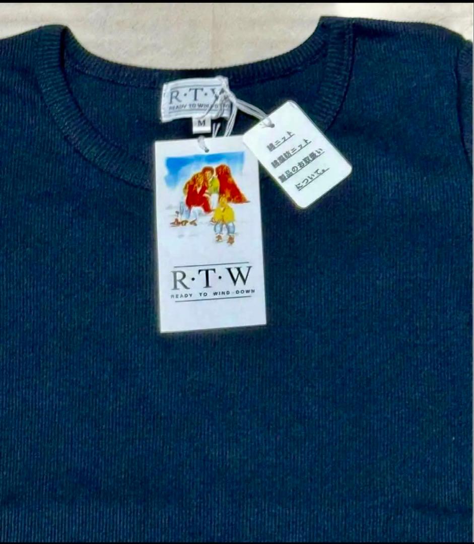 綿100 リブニットTシャツ　M ブラック　新品タグ付　上質　丸首 — image 2