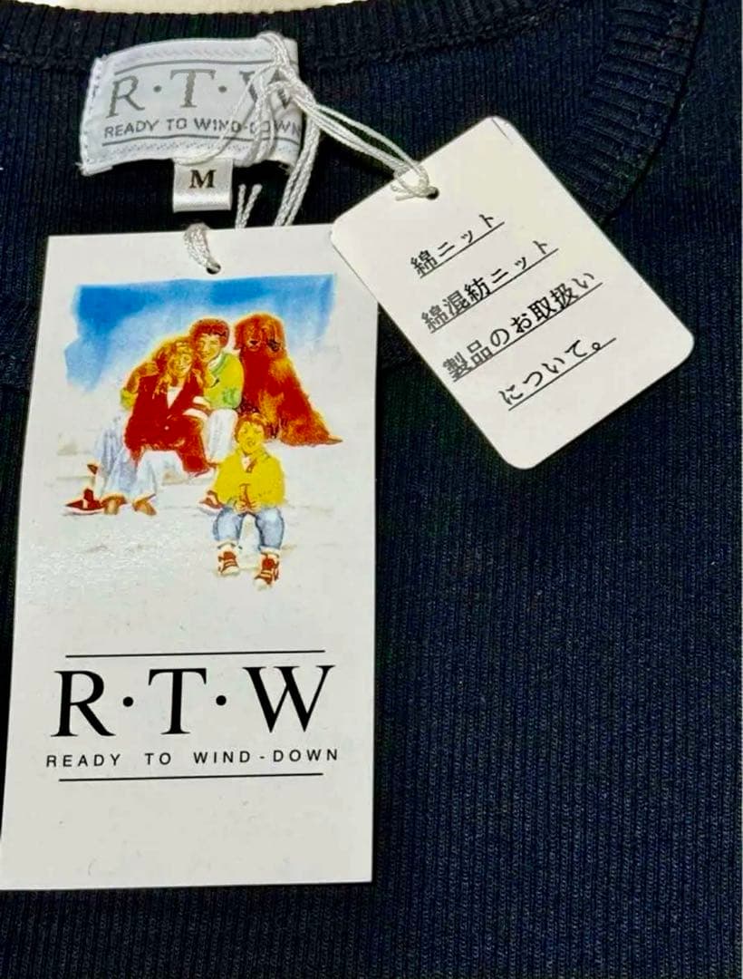 綿100 リブニットTシャツ　M ブラック　新品タグ付　上質　丸首 — image 3