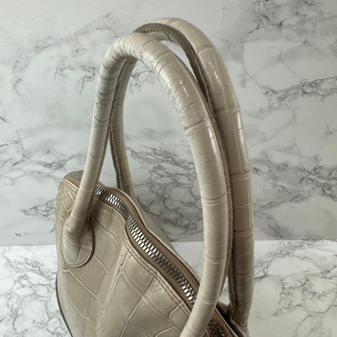 FURLA フルラ イタリア製 本革クロコ型押しレザー ハーフムーンハンドバッグ — image 3