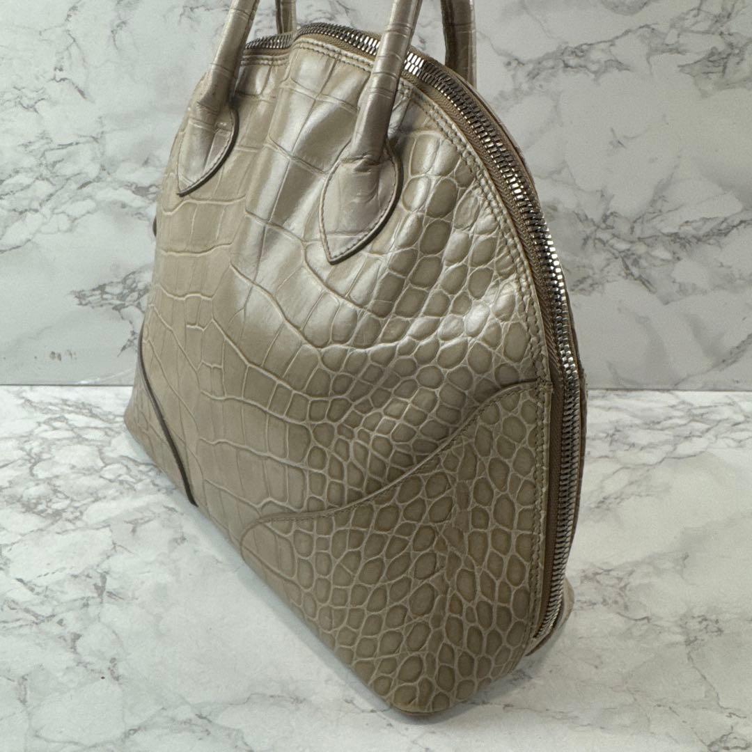 FURLA フルラ イタリア製 本革クロコ型押しレザー ハーフムーンハンドバッグ — image 4