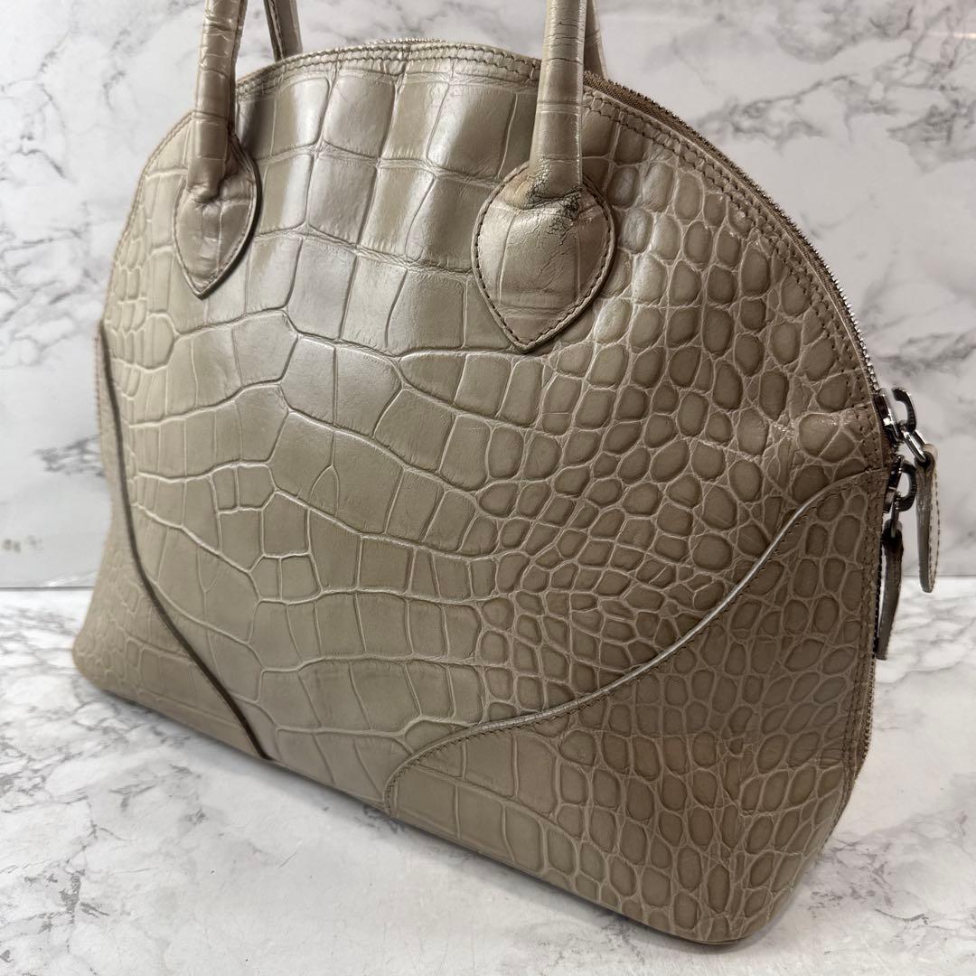 FURLA フルラ イタリア製 本革クロコ型押しレザー ハーフムーンハンドバッグ — image 5