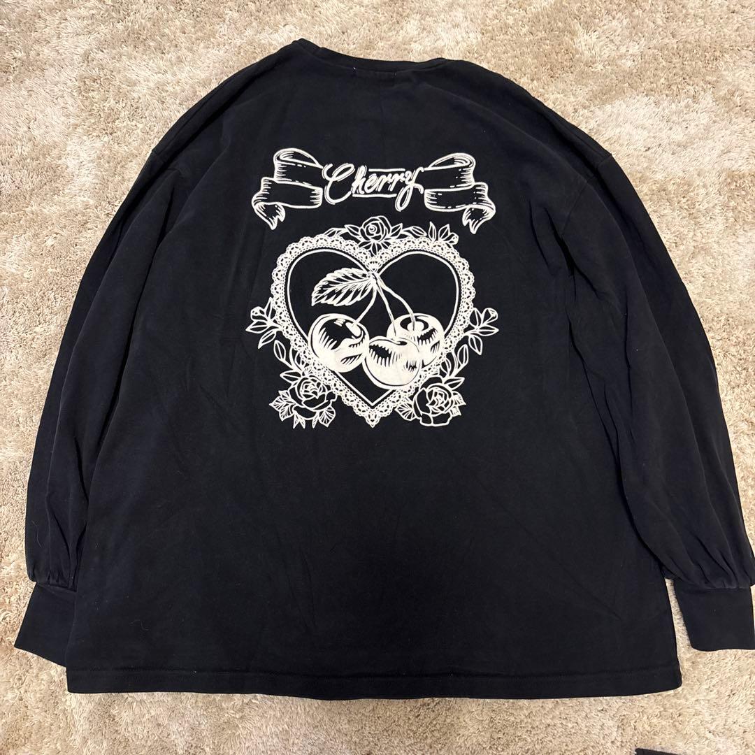 bubbles ロンT 長袖Tシャツ　チェリー　バックプリント — image 2