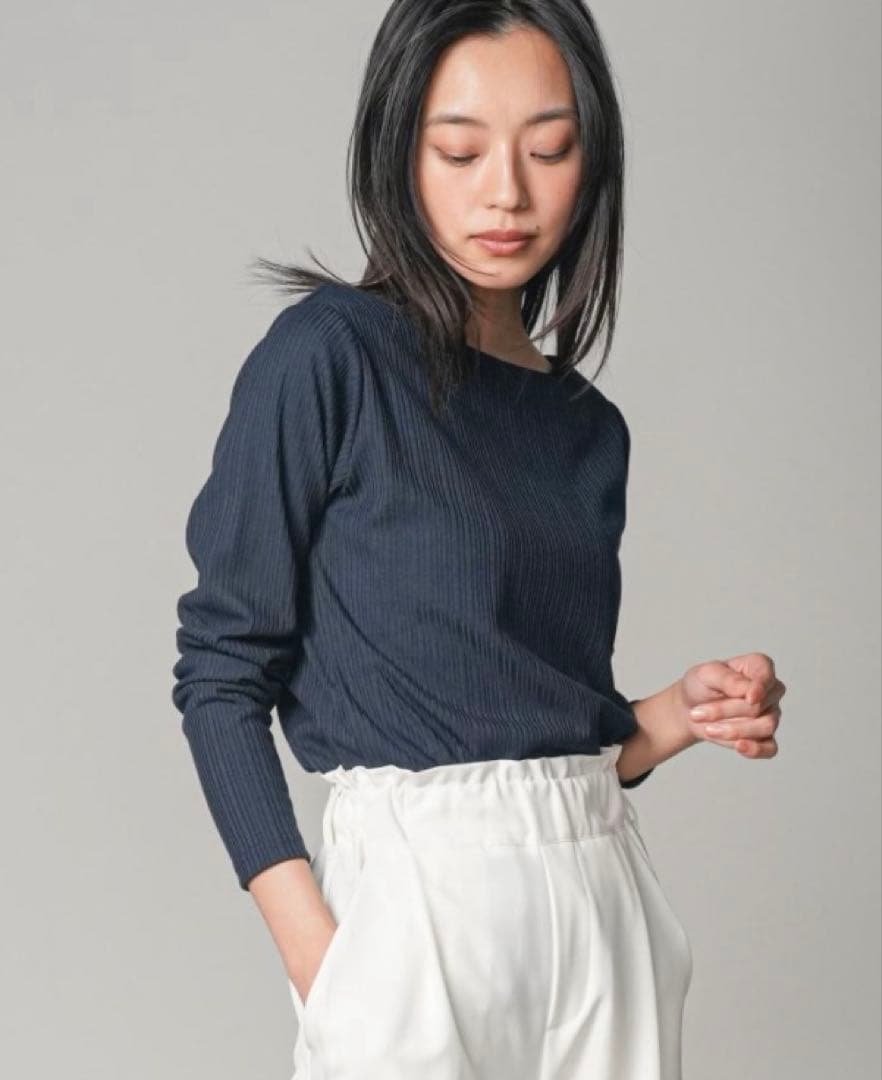 mili an deni ボートネックトップス 長袖 ネイビー — image 2