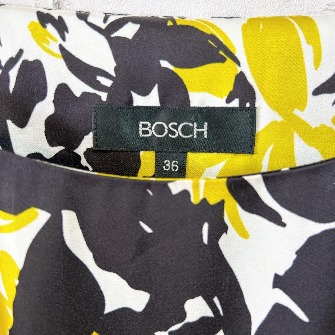 【美品】BOSCH ノースリーブワンピース（36）白地 花柄 総柄 ひざ丈 春夏 — image 3