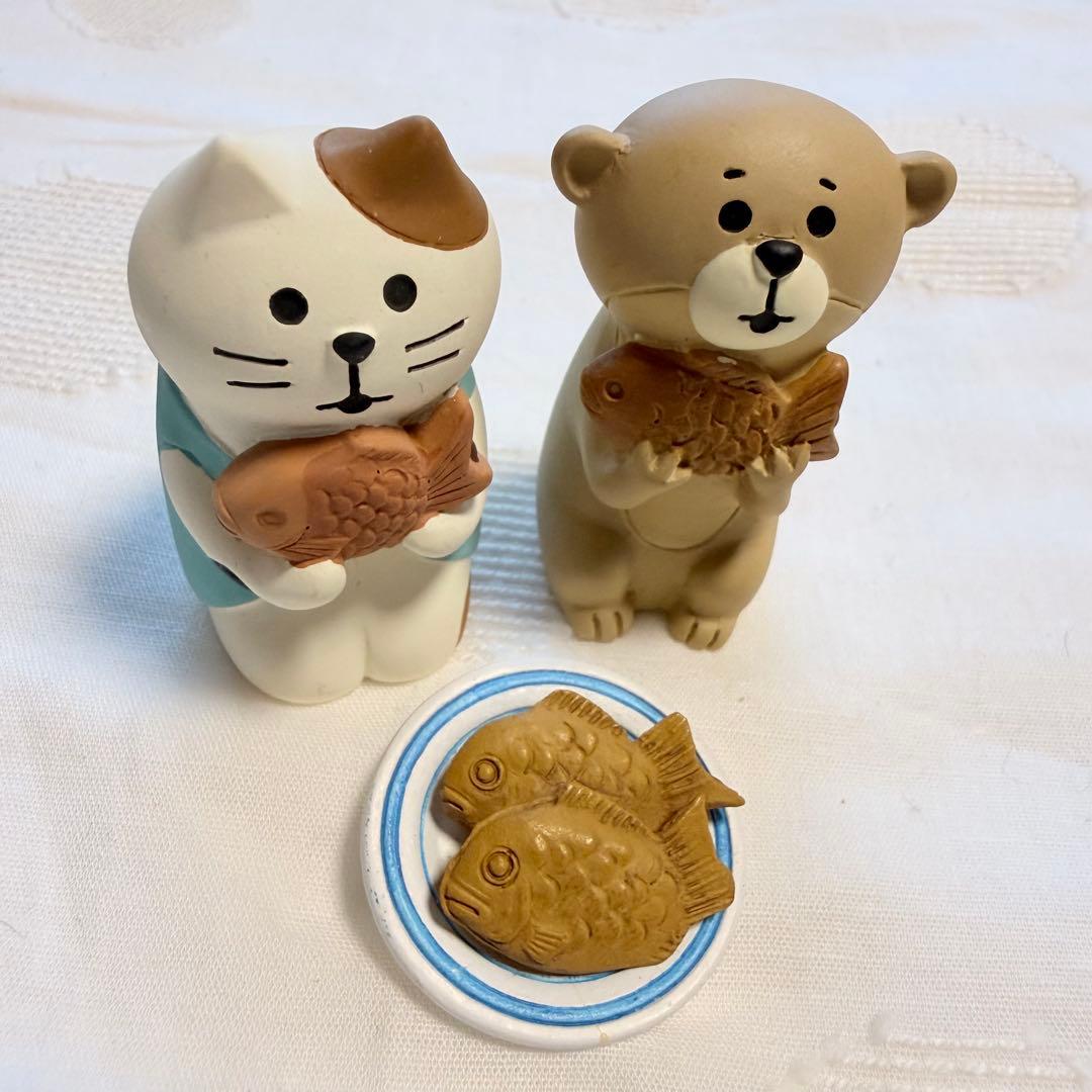【3点セット】デコレ コンコンブル たい焼きセット ねこ カワウソ プレート — image 2