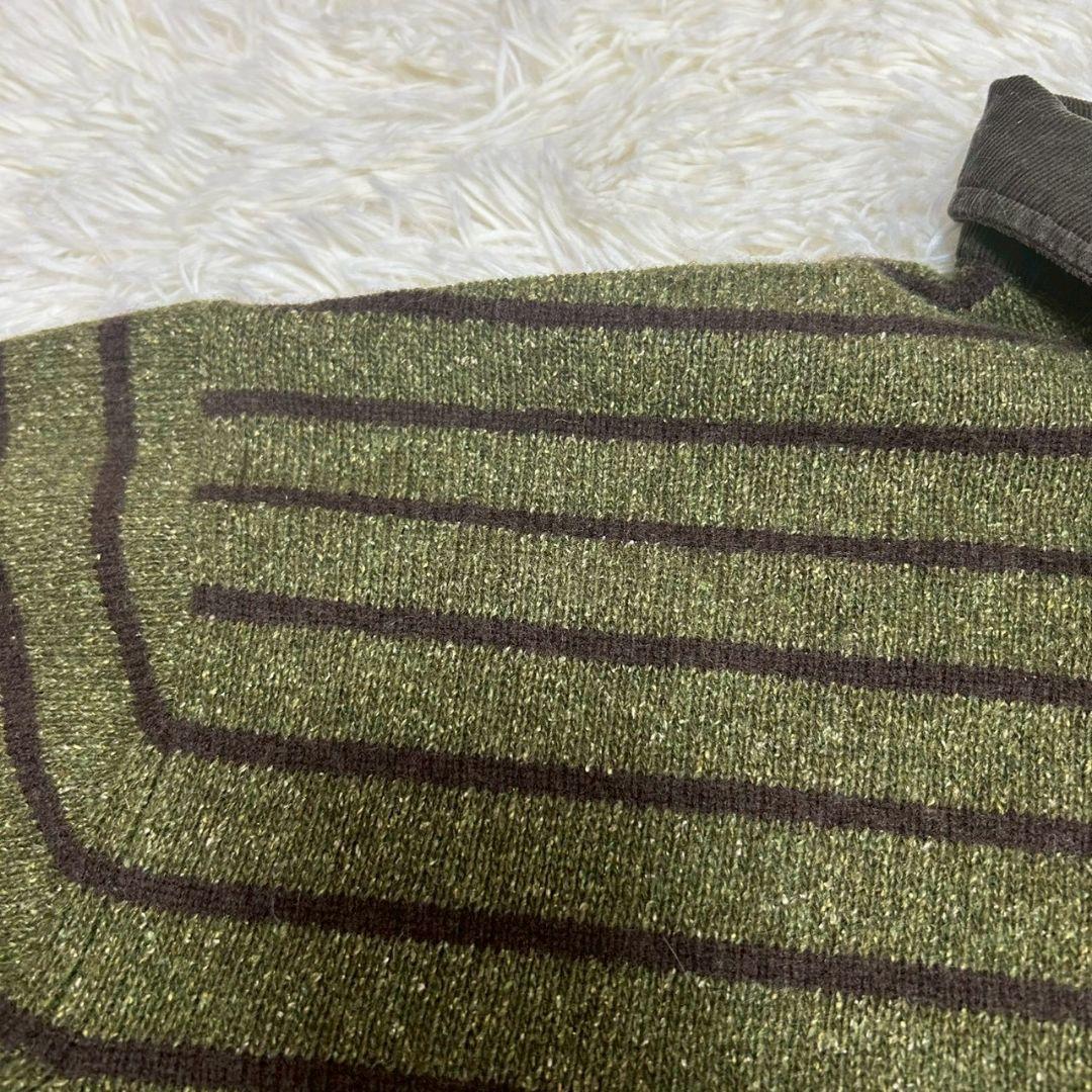 【Crocodile クロコダイル】メンズ ボーダー柄 ニットポロ 2L 緑 — image 5