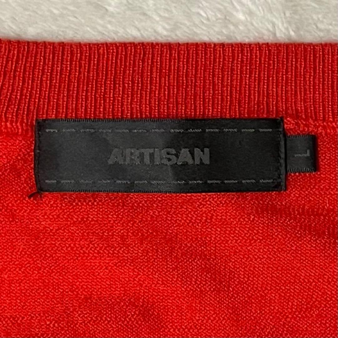 アルチザン【ARTISAN】カシミヤ100%Vネックニット L オレンジ 美品★ — image 4