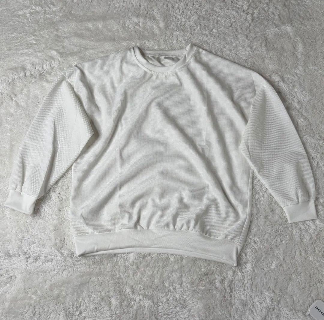 ワッフルロンT レディース 2XL ホワイト 長袖 ゆったり 体型カバー — image 4