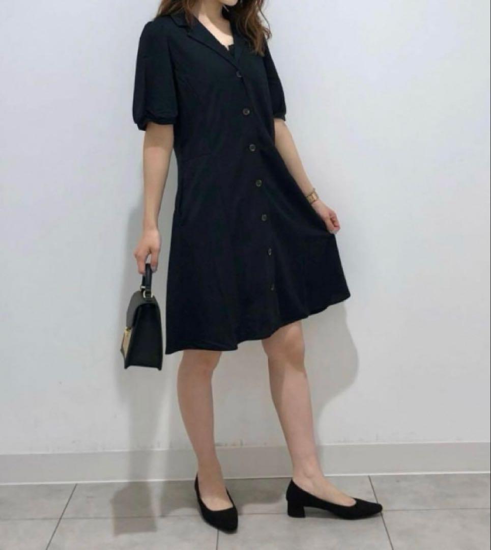 お値下げ！新品未着用✨️GU フロントボタンミニワンピース 半袖 ブラック XL — image 5