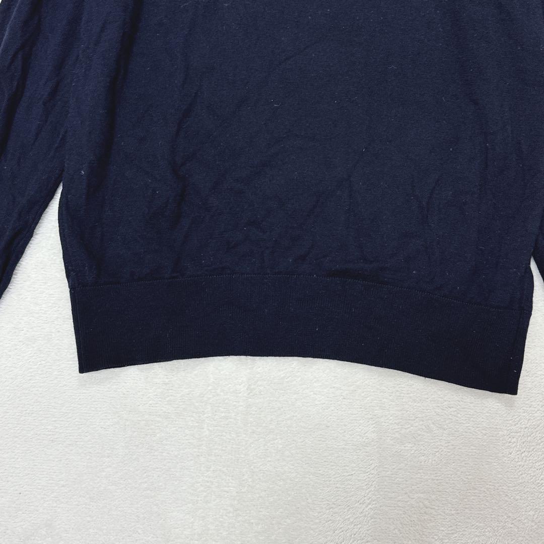 s107【UNIQLO】クルーネック長袖ニット　ネイビー　シンプル　無地　メンズ — image 3