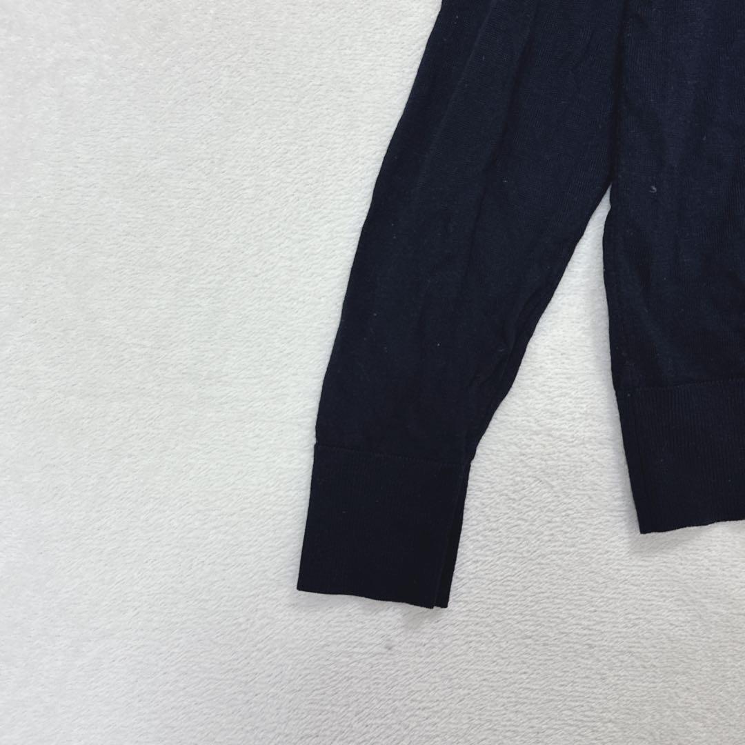 s107【UNIQLO】クルーネック長袖ニット　ネイビー　シンプル　無地　メンズ — image 4