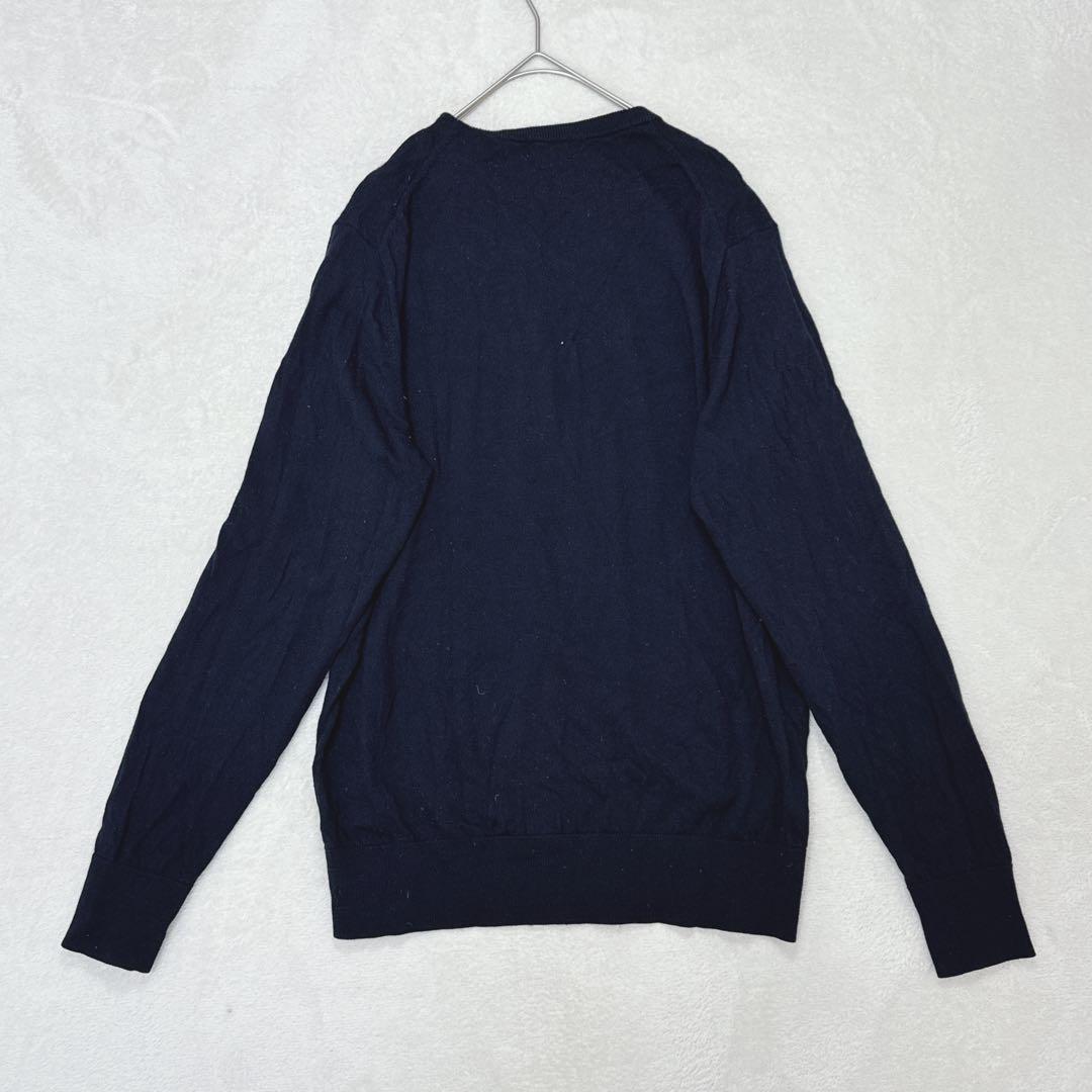 s107【UNIQLO】クルーネック長袖ニット　ネイビー　シンプル　無地　メンズ — image 5