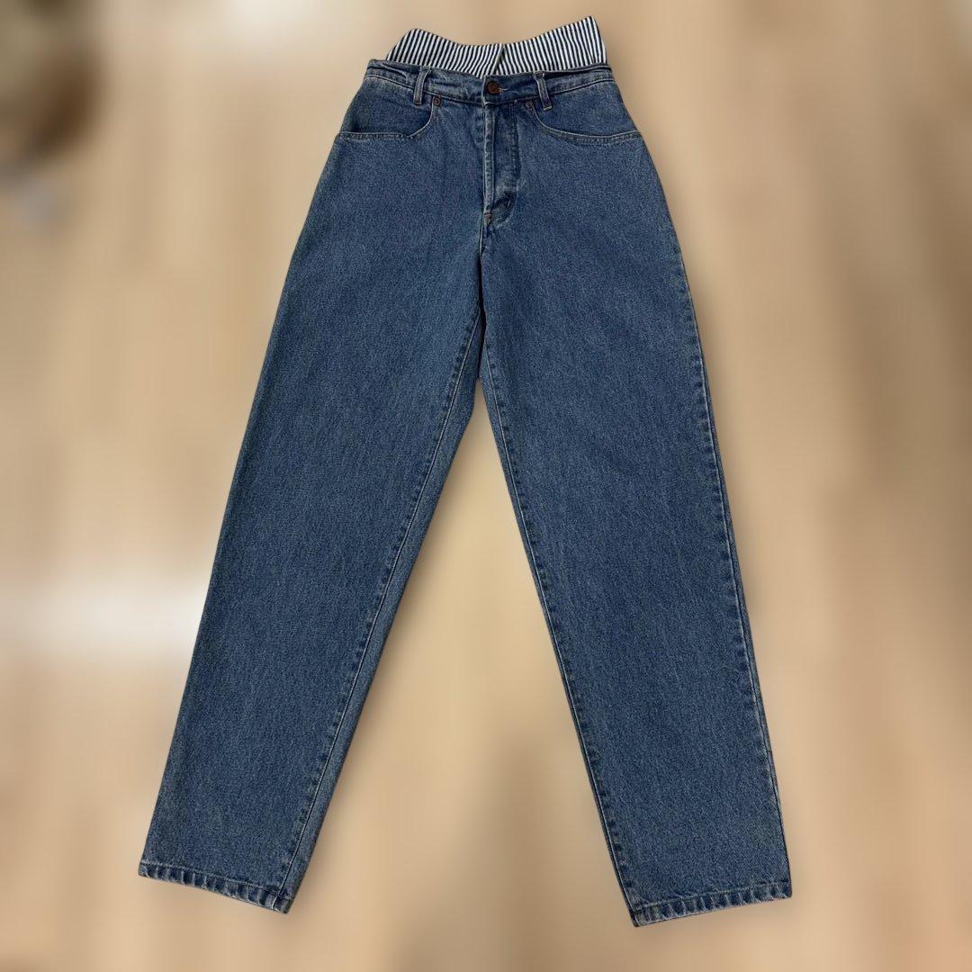 【希少・一点物✨】ITALOハイウエスト テーパードロールダウン　デニム — image 4