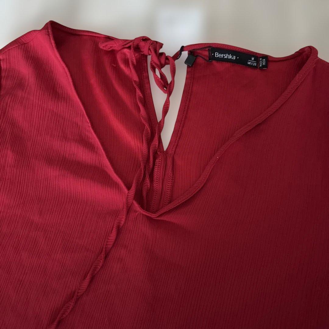 新品　Bershka 長袖 ブラウス レッド Mサイズ — image 2