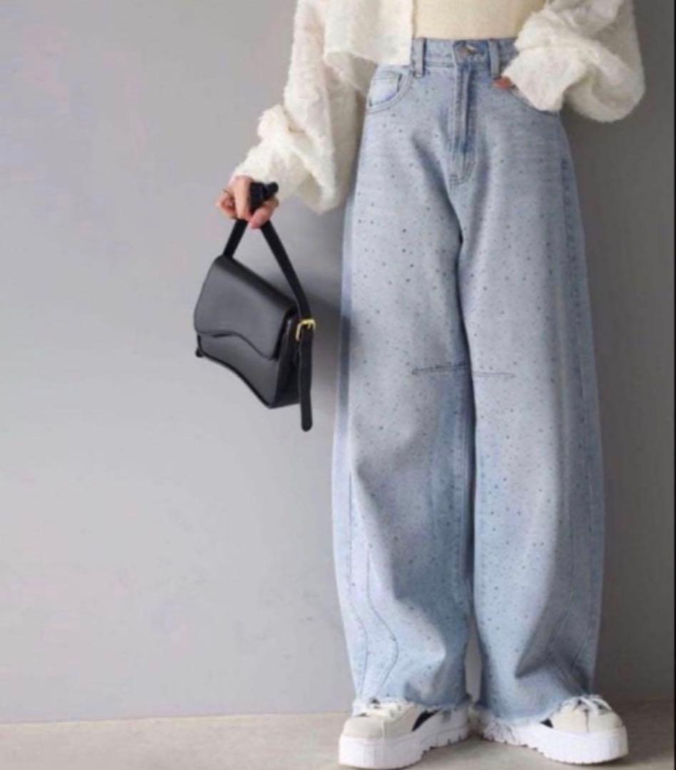 mily bilet オーロラストーンヴィンテージカーブデニムパンツ　ブルー　L — image 3