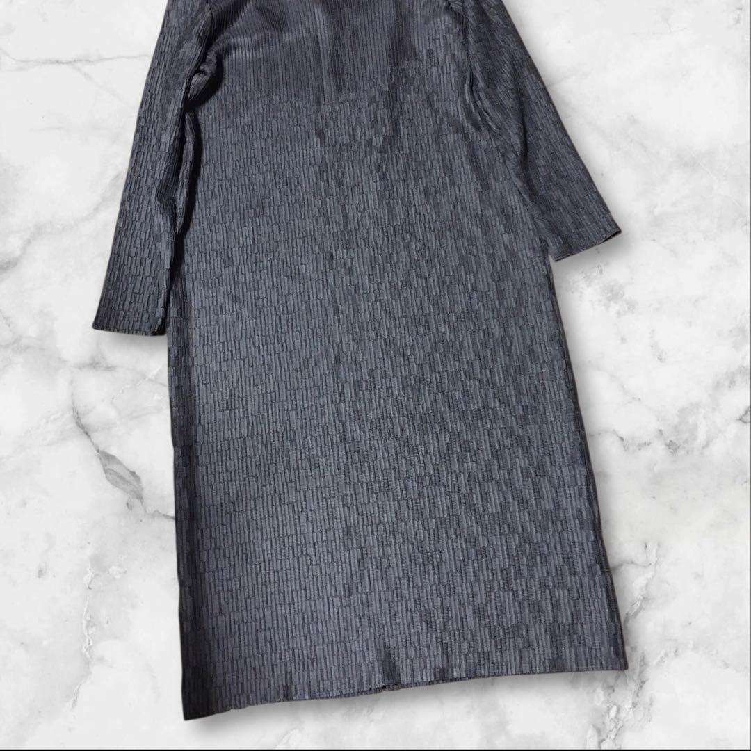 ⑤Leilian レリアン 長袖ワンピース ダークグレーSIZE13+しわ加工 — image 2