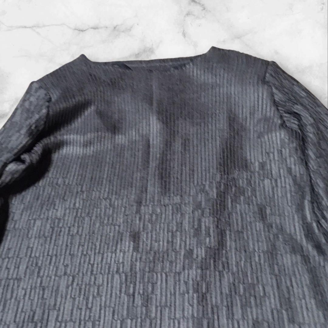 ⑤Leilian レリアン 長袖ワンピース ダークグレーSIZE13+しわ加工 — image 3