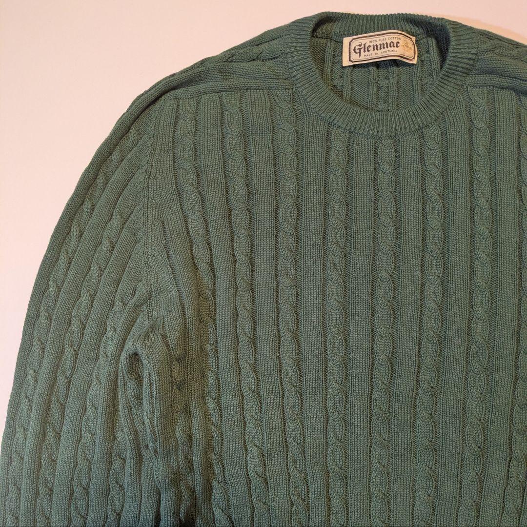 Glenmac イギリス製 コットン ニット セーター 42 グリーン 美品 — image 2