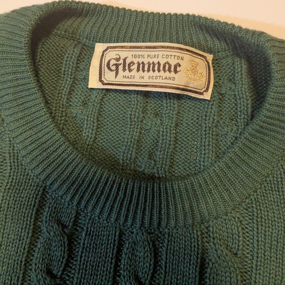 Glenmac イギリス製 コットン ニット セーター 42 グリーン 美品 — image 5