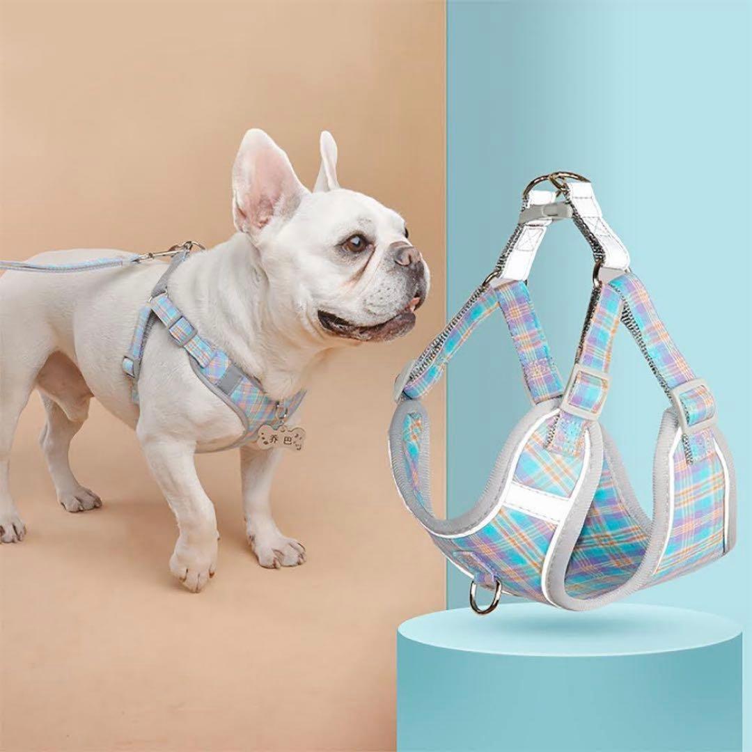 ハーネス＆リードセット M 反射テープ付き チェック 犬用 — image 5