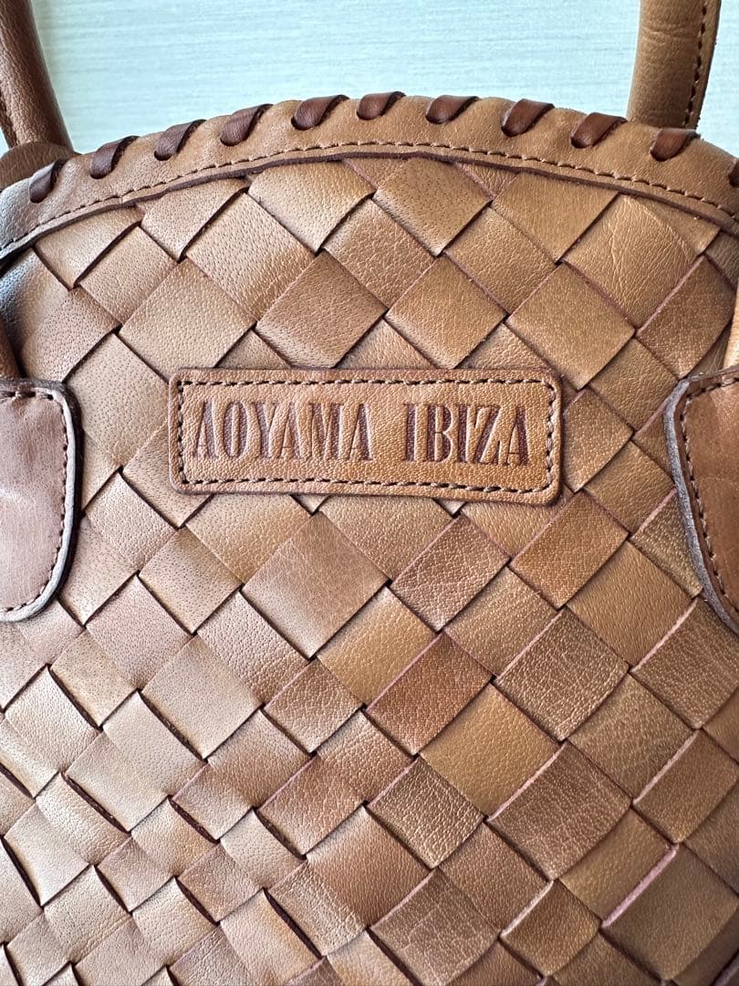 AOYAMA IBIZA ハンドバッグ 編み込みレザー ブラウン (5) — image 5