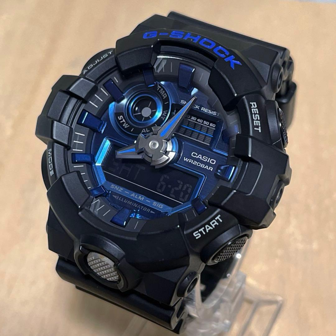 【完動★良品】G-SHOCK アナデジ GA-710 マットブラック×ブルー — image 2