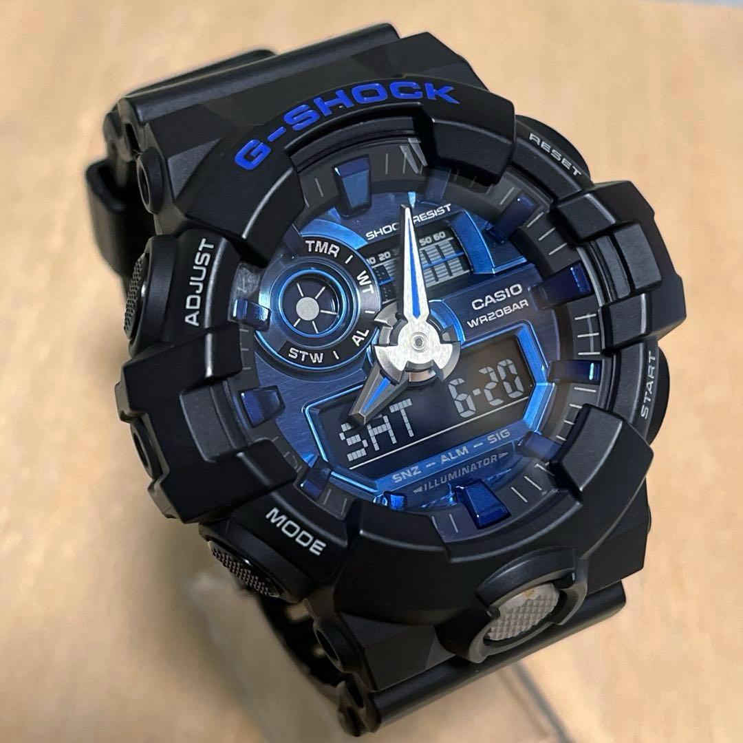 【完動★良品】G-SHOCK アナデジ GA-710 マットブラック×ブルー — image 3
