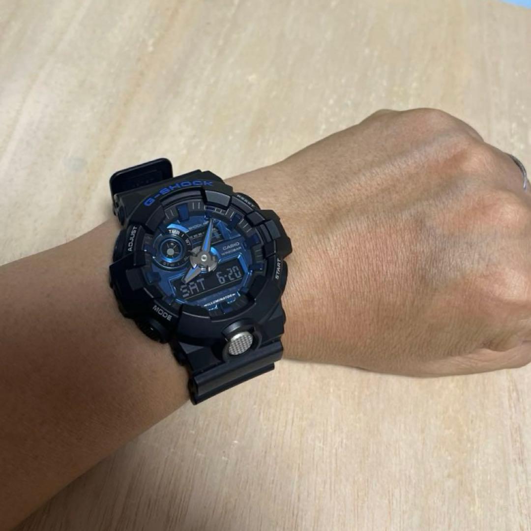 【完動★良品】G-SHOCK アナデジ GA-710 マットブラック×ブルー — image 4