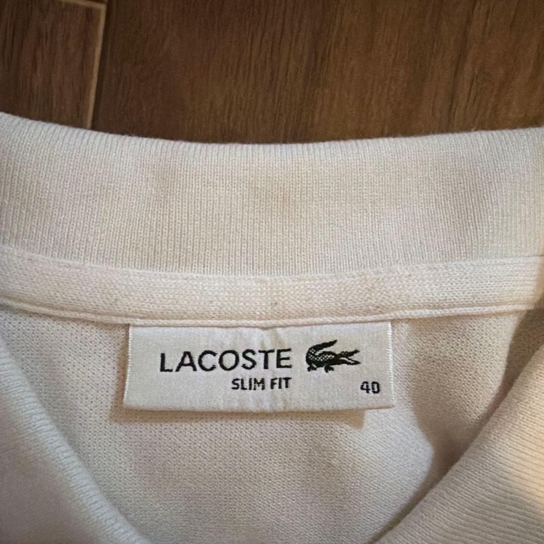 LACOSTE ラコステ 半袖 ポロシャツ ホワイト スリムフィット 40 — image 3