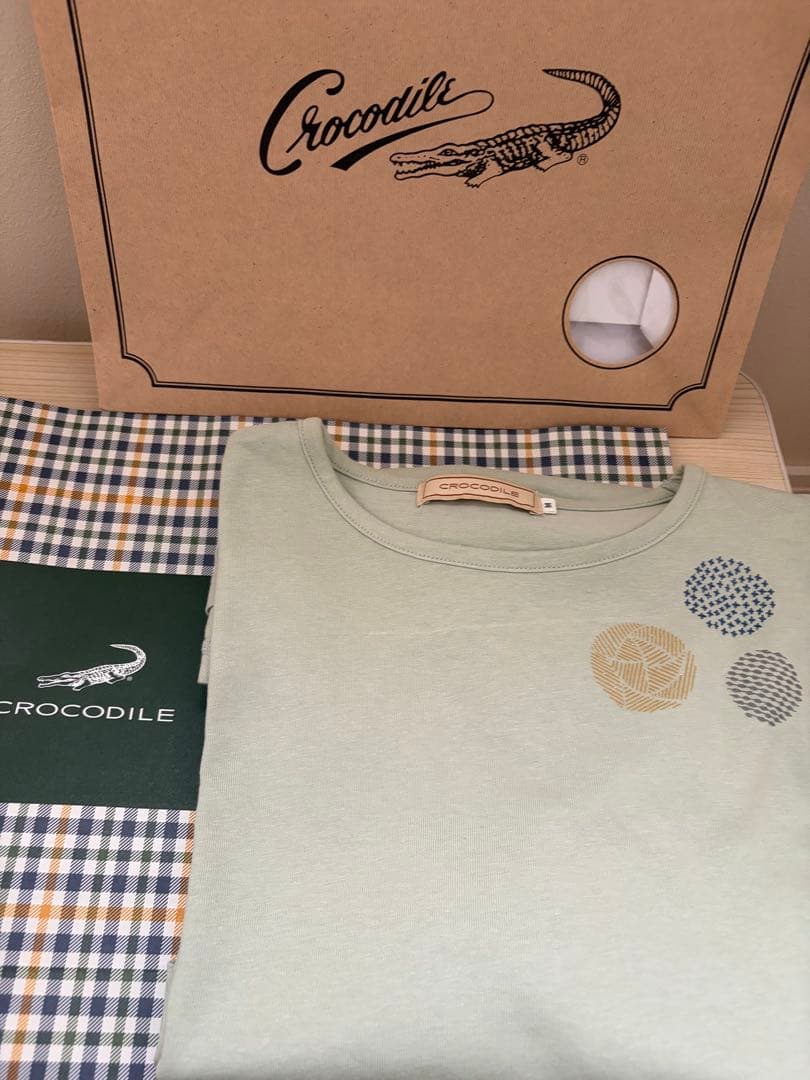【未使用】クロコダイル ブローチプリント 半袖 Tシャツ グリーン Mサイズ — image 2