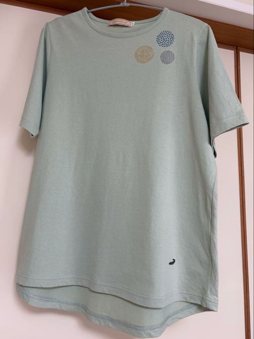 【未使用】クロコダイル ブローチプリント 半袖 Tシャツ グリーン Mサイズ — image 3