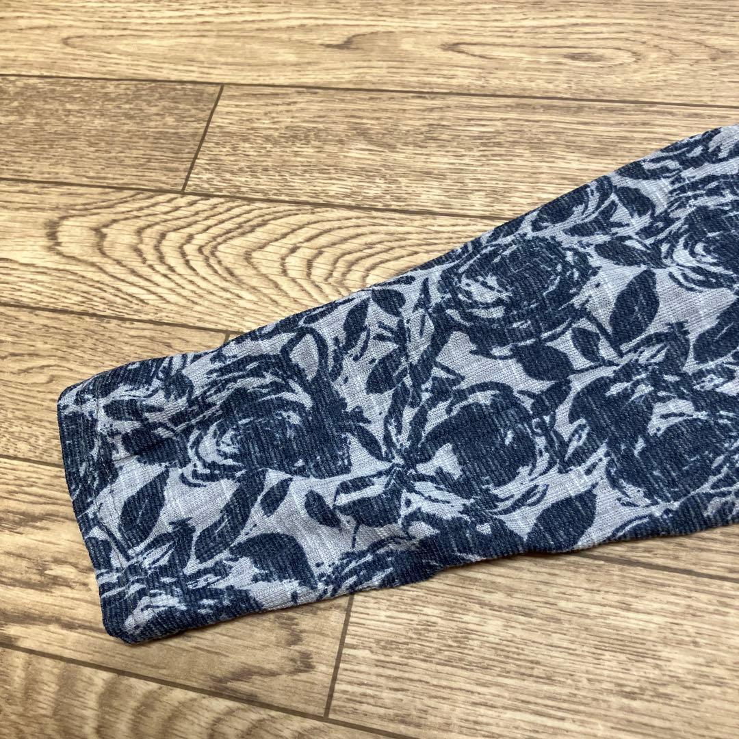 【新品】薔薇柄　ハーフジップ　長袖トップス ネイビー系　タグ付き — image 4