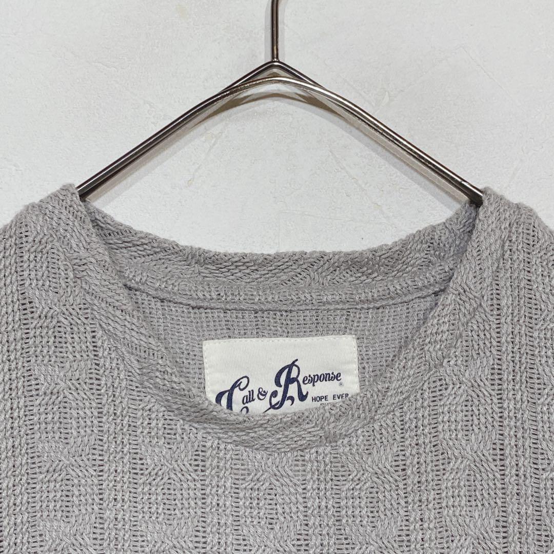 CALL&RESPONSE ケーブル編み 半袖ニット M グレー J821 — image 5