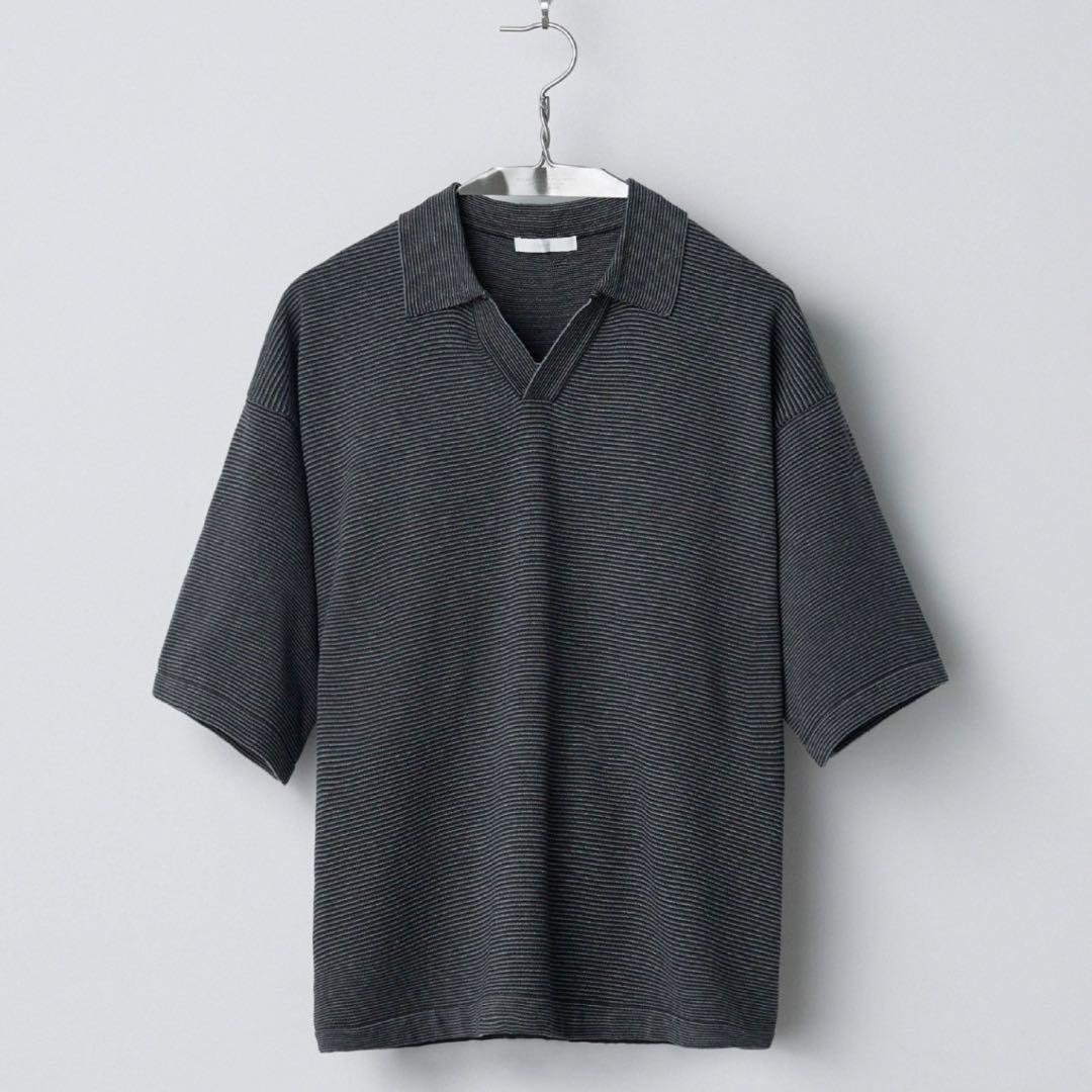 PIN BORDER KNIT POLO チャコール サイズM — image 2