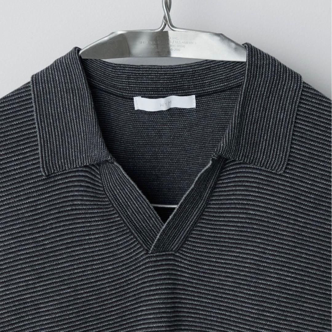 PIN BORDER KNIT POLO チャコール サイズM — image 3