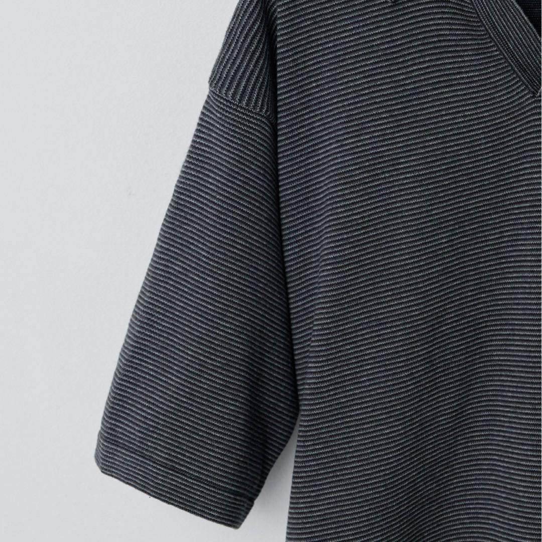 PIN BORDER KNIT POLO チャコール サイズM — image 4