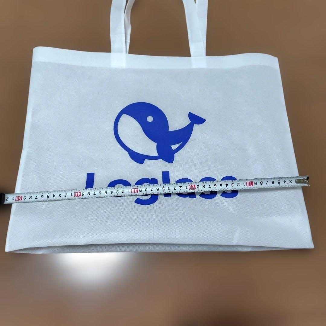 【Loglass】不織布トートバッグ 白×ブルー 大容量 ノベルティ エコバッグ — image 3
