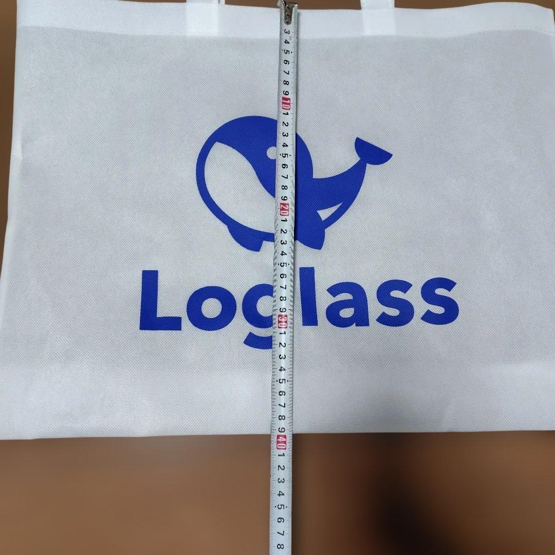 【Loglass】不織布トートバッグ 白×ブルー 大容量 ノベルティ エコバッグ — image 4