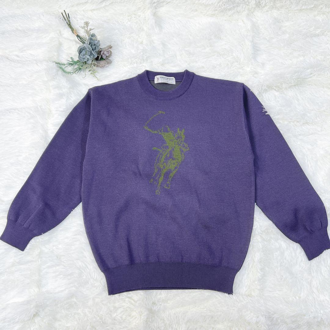 POLO SPIRIT (L) メンズ ニット レトロ グラフィック パープル — image 2