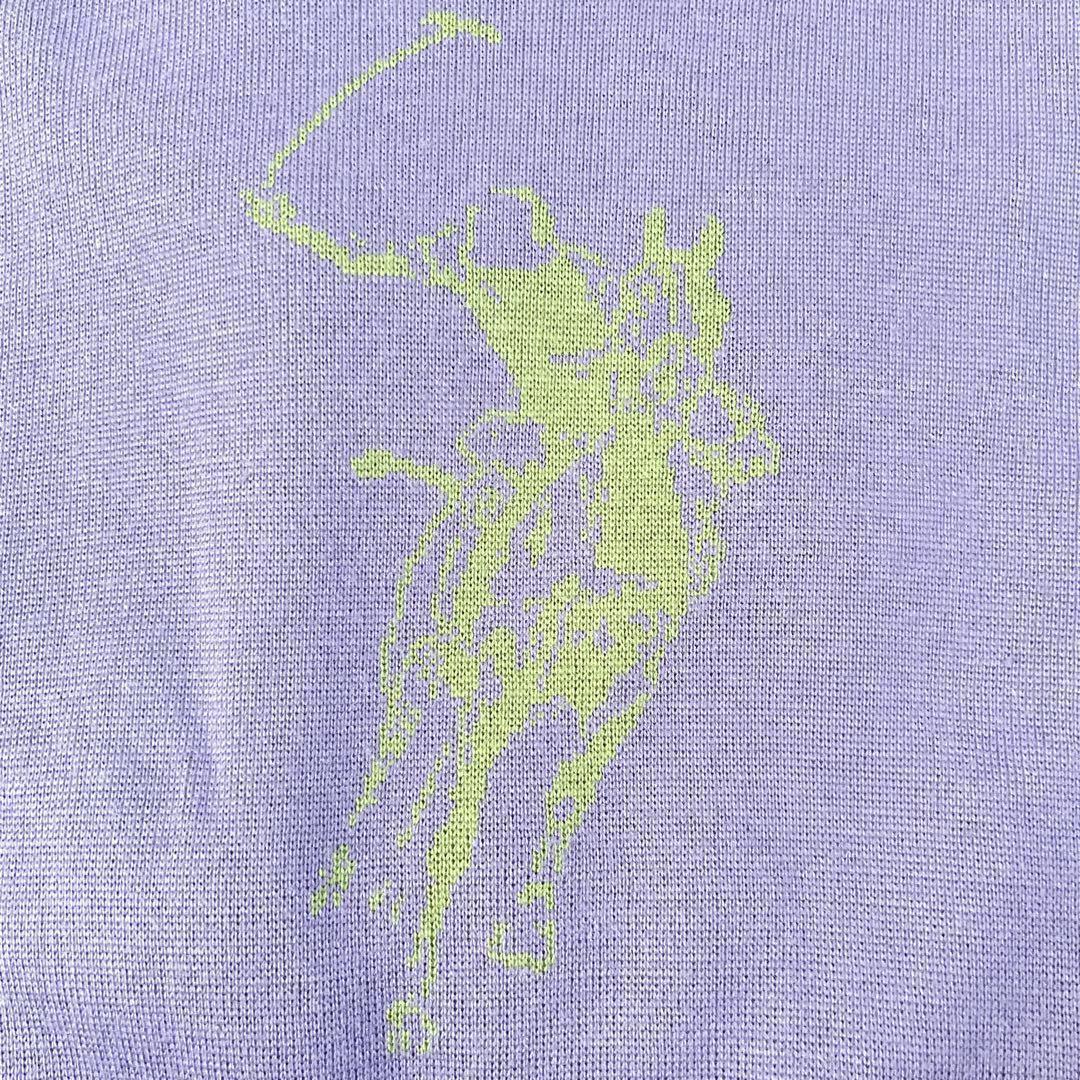 POLO SPIRIT (L) メンズ ニット レトロ グラフィック パープル — image 3