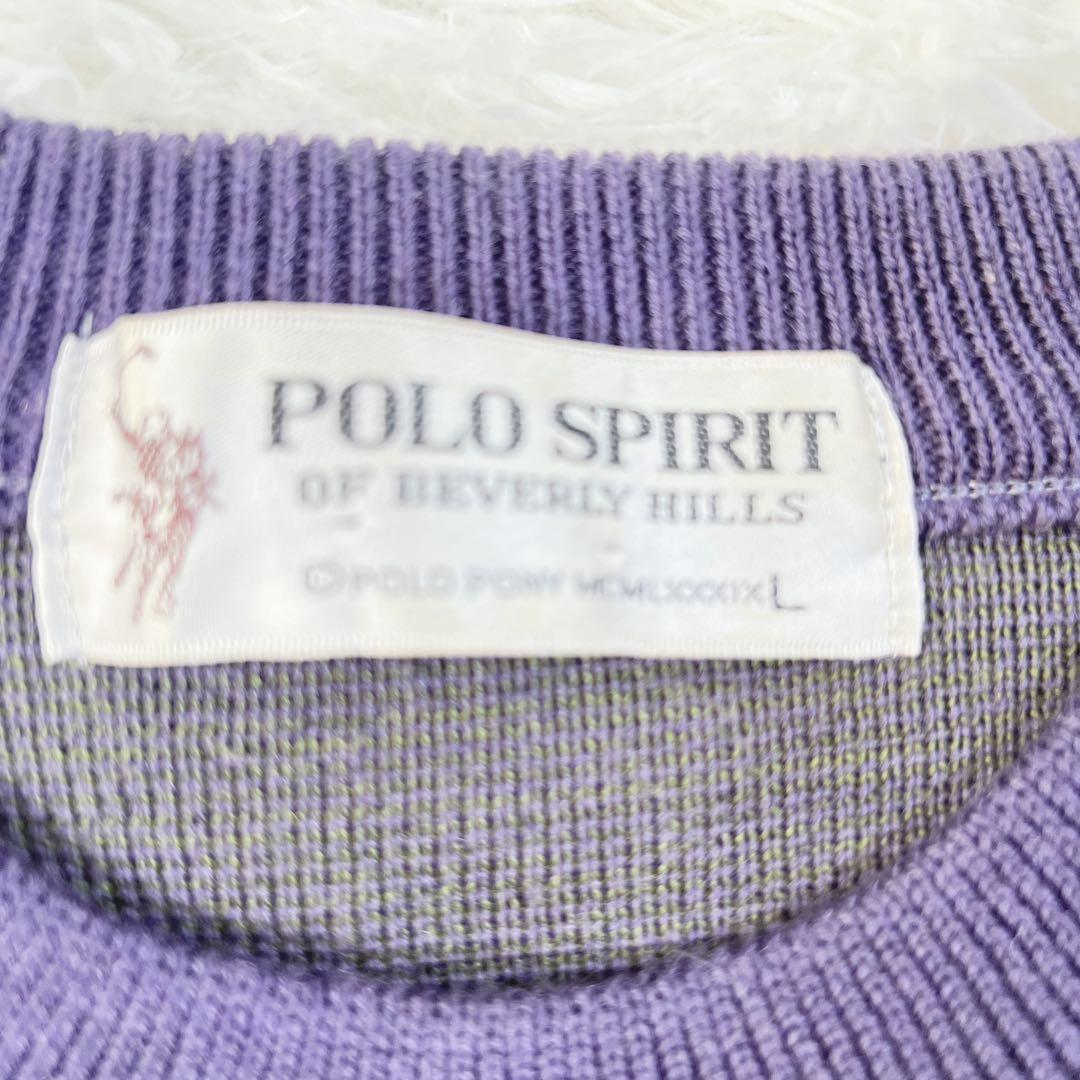 POLO SPIRIT (L) メンズ ニット レトロ グラフィック パープル — image 5