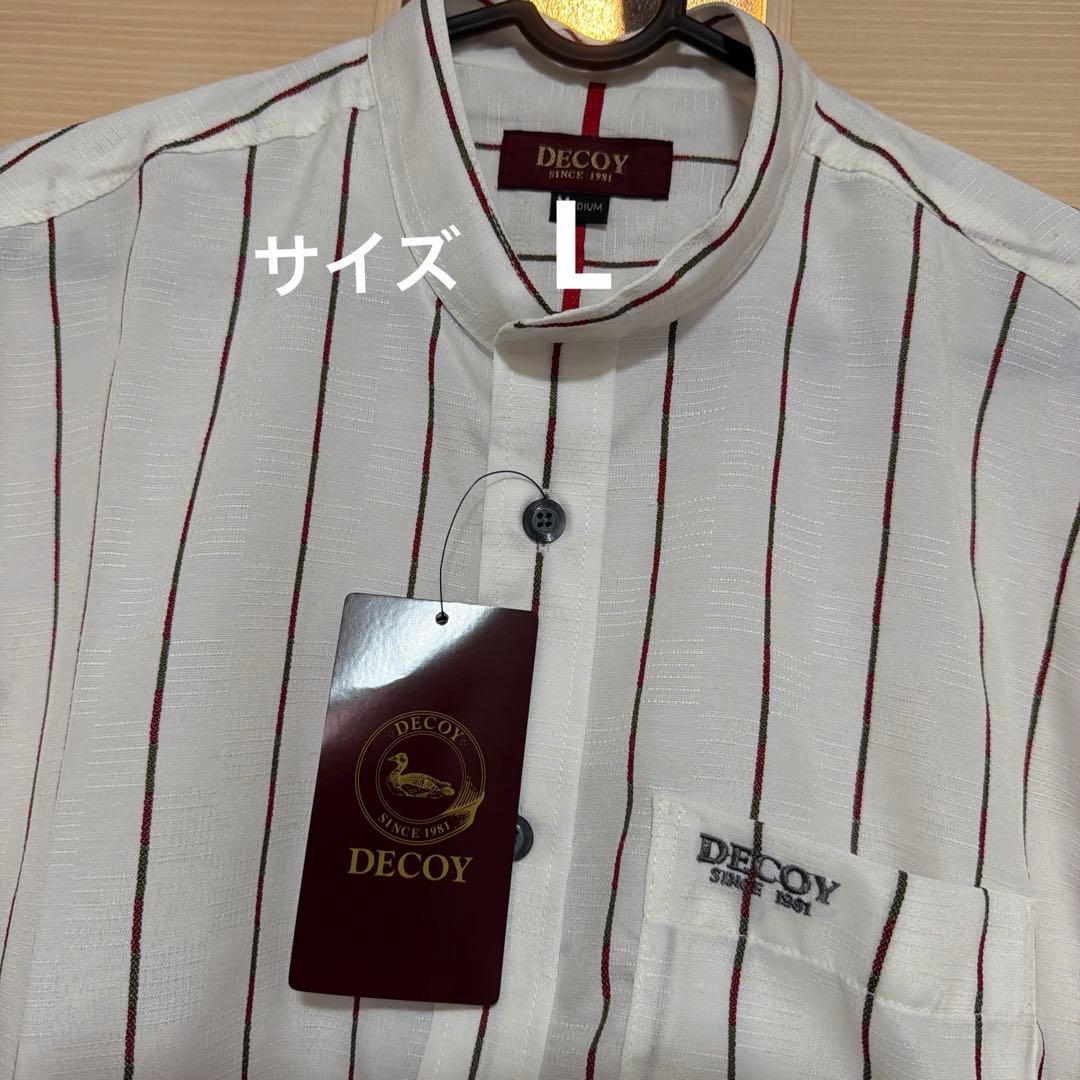DECOY ストライプ柄 スタンドカラーシャツ Lサイズ — image 3