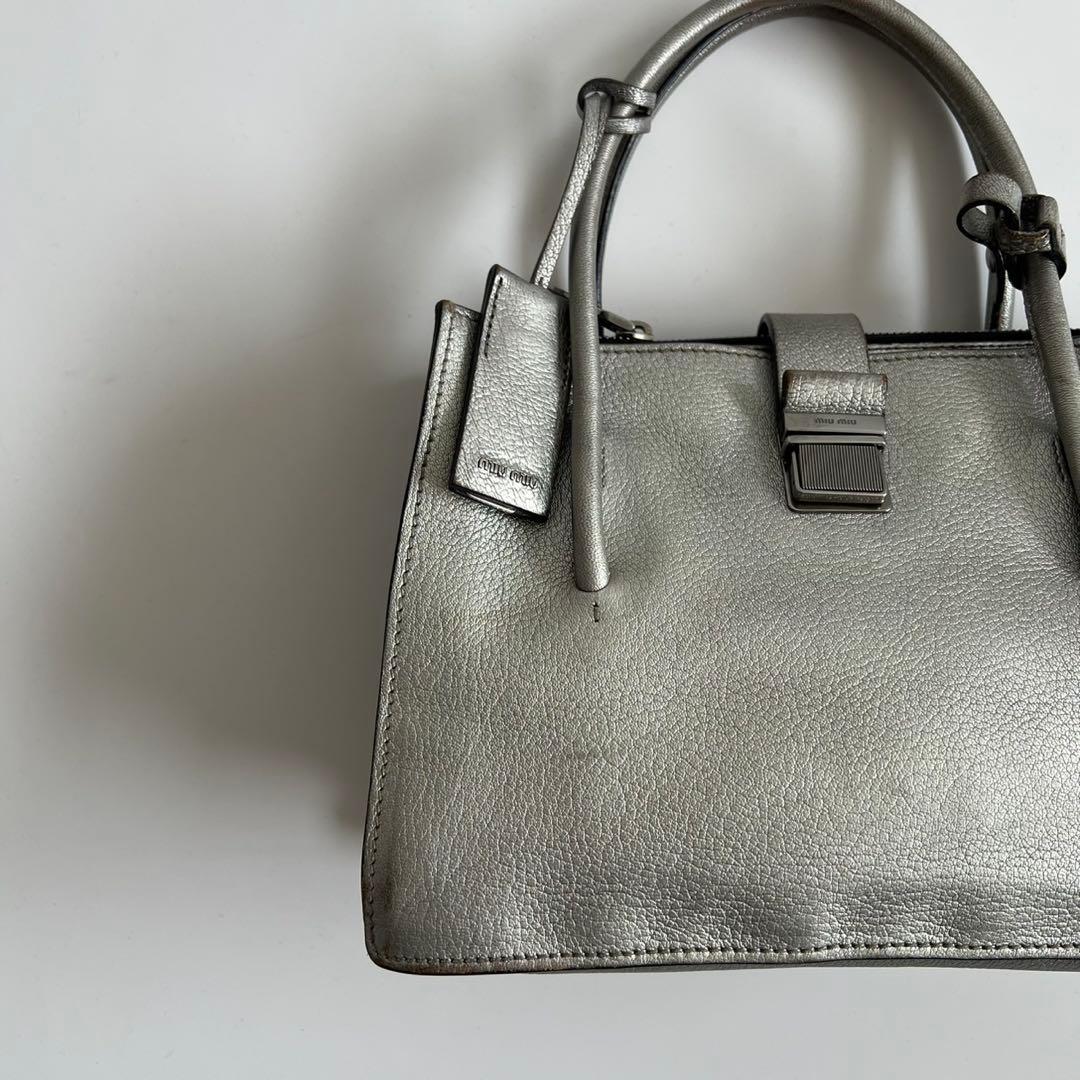 MIU MIU MADRAS LEATHER TOTE HAND BAG — image 2