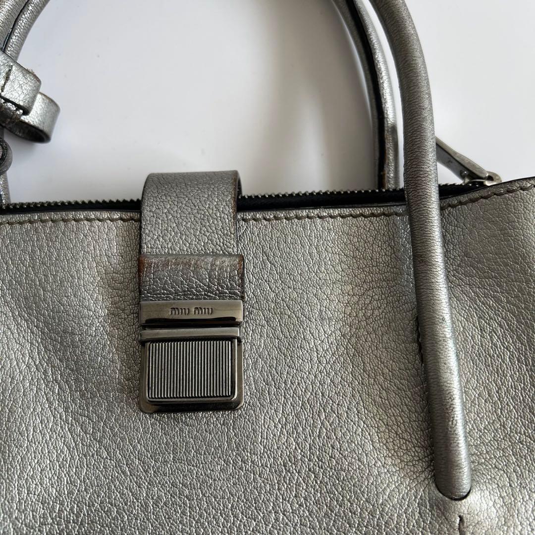 MIU MIU MADRAS LEATHER TOTE HAND BAG — image 3