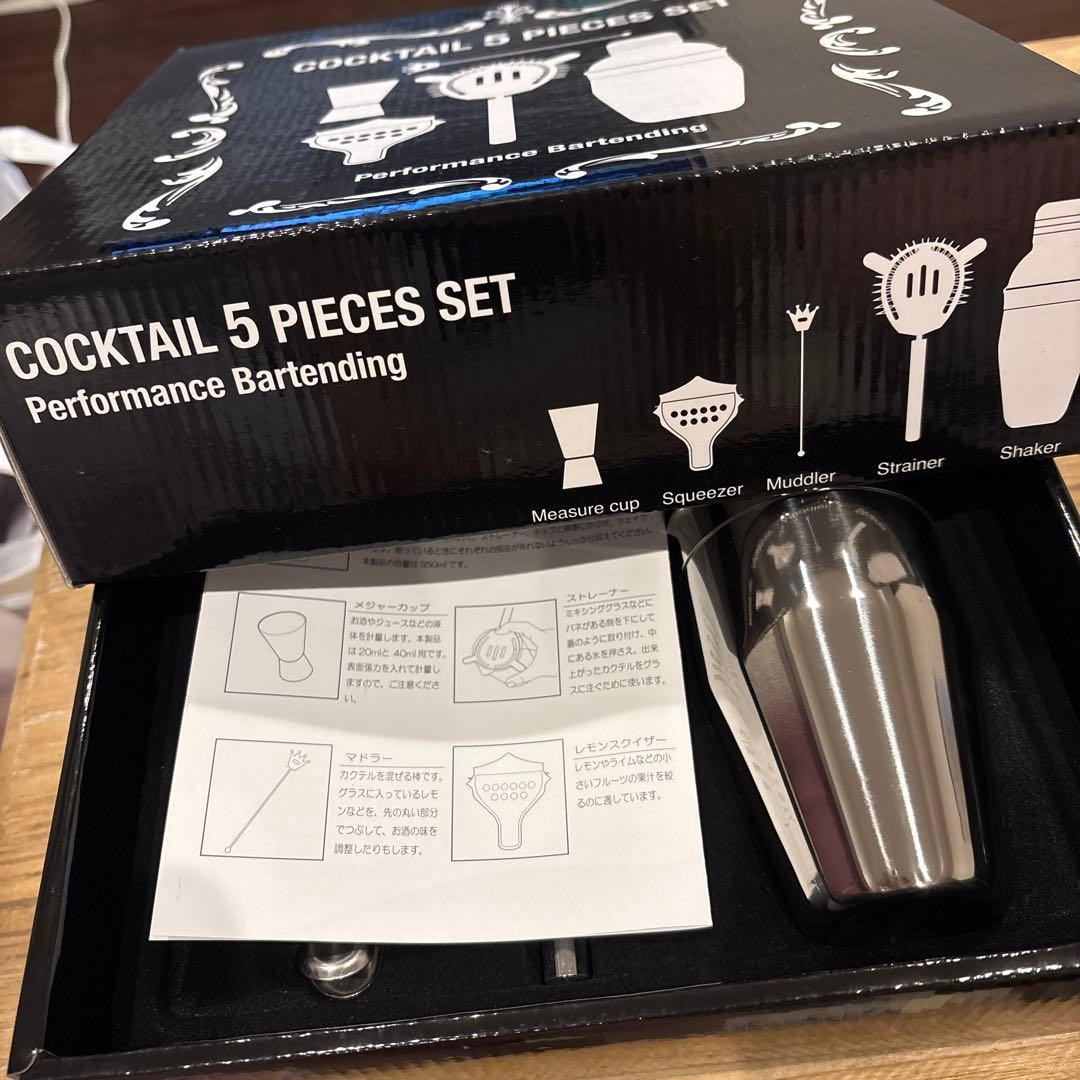 【新品未使用】カクテル 5点セット（シェーカー・マドラー他）箱・レシピ付 — image 5